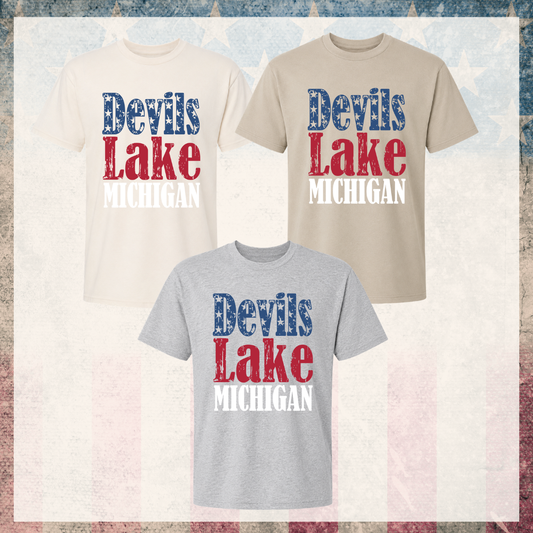 Devils Lake Michigan Patriotic Tee