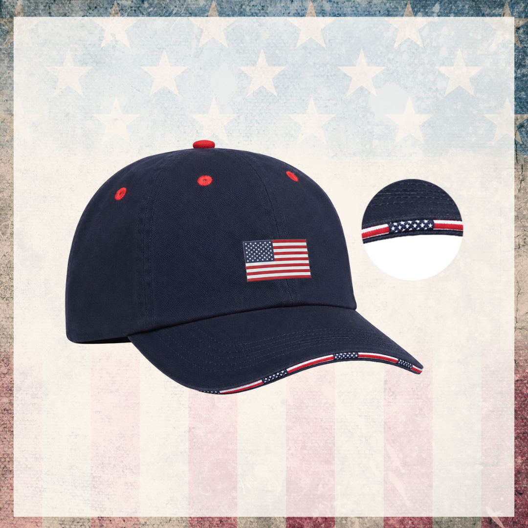 American Flag Trim Brim Hat
