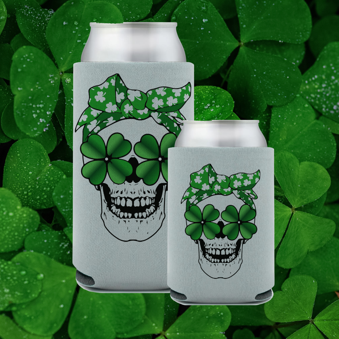Lucky Skull Shamrock Koozie