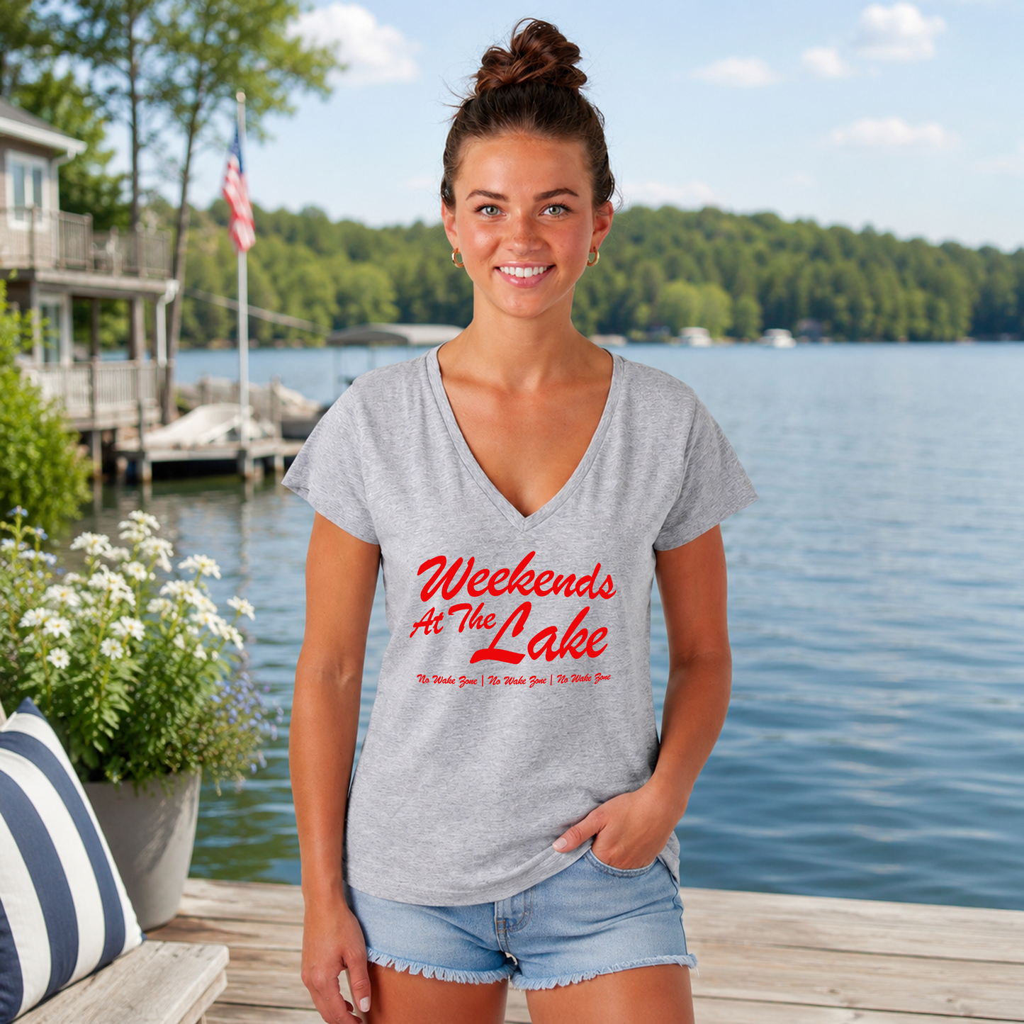 Weekends at the Lake V-Neck Tee
