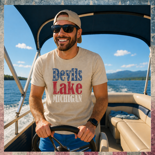Devils Lake Michigan Patriotic Tee