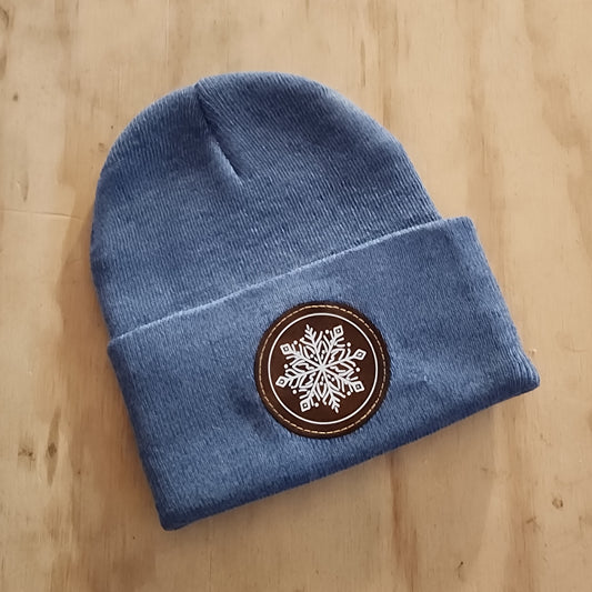 Leather Patch Beanie - Snowflake