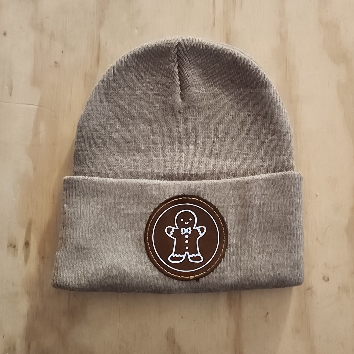Leather Patch Beanie - Gingerbread