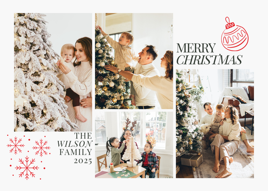 Merry Christmas – White & Red Multi-Photo Card