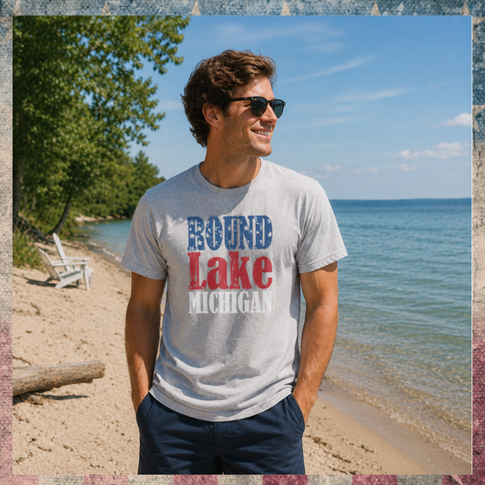 Round Lake Michigan Patriotic Tee