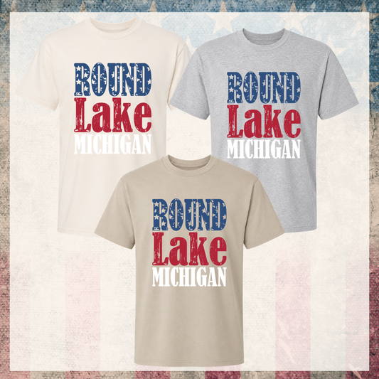 Round Lake Michigan Patriotic Tee