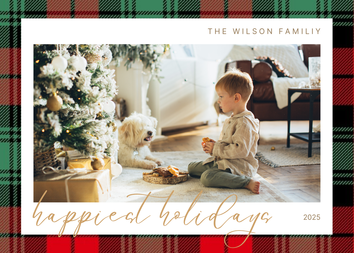 Red & Green Plaid Photo Holiday Card