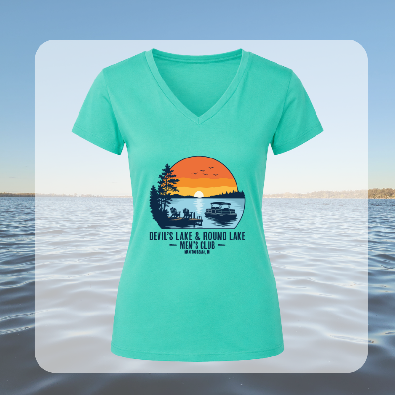 Devil’s Lake & Round Lake Men’s Club Tropical V-Neck Tees