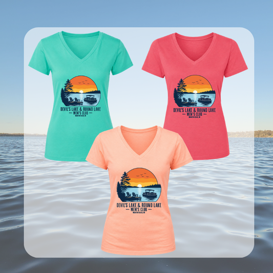 Devil’s Lake & Round Lake Men’s Club Tropical V-Neck Tees