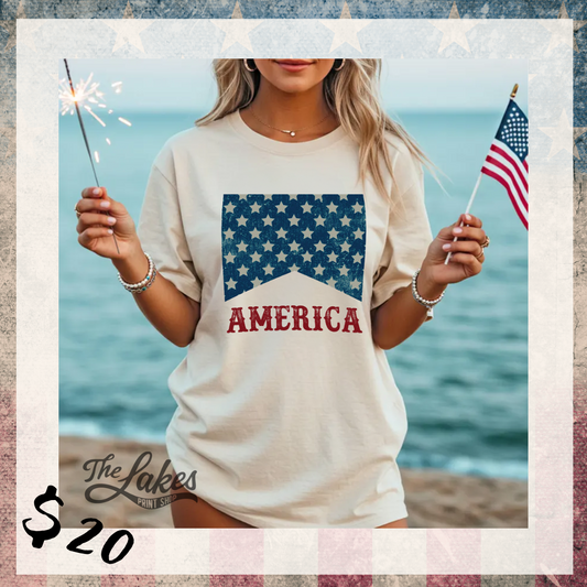 Vintage Star Banner "AMERICA" Tee