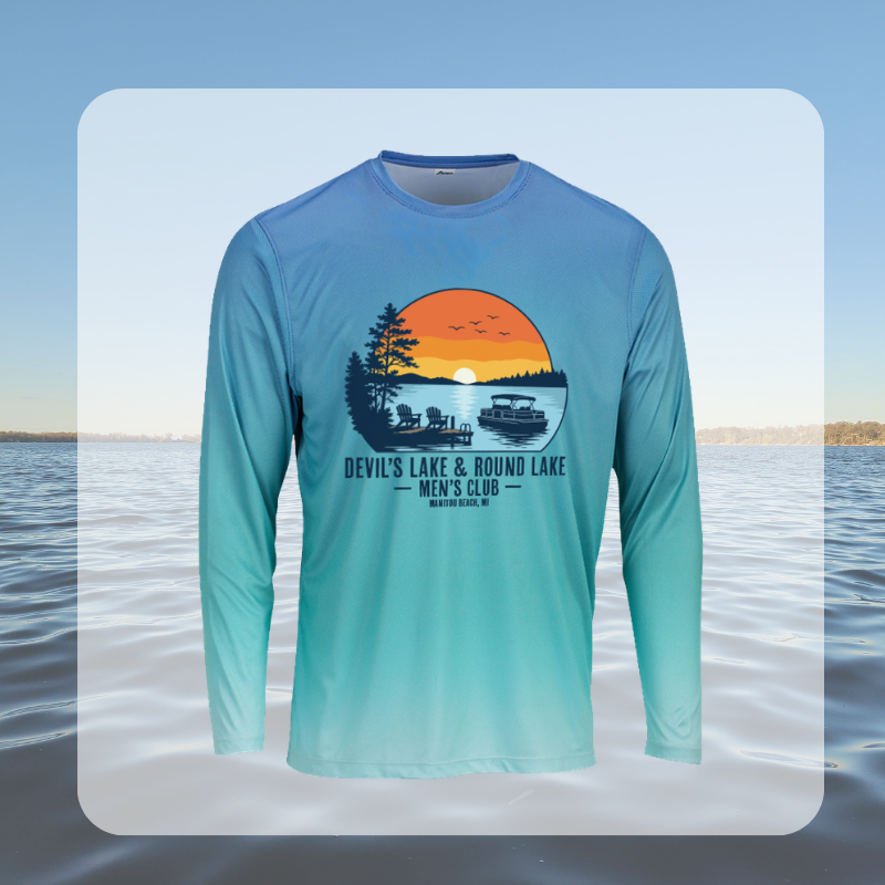 Devil’s Lake & Round Lake Men’s Club 2 Color Fade Tropical Long Sleeve