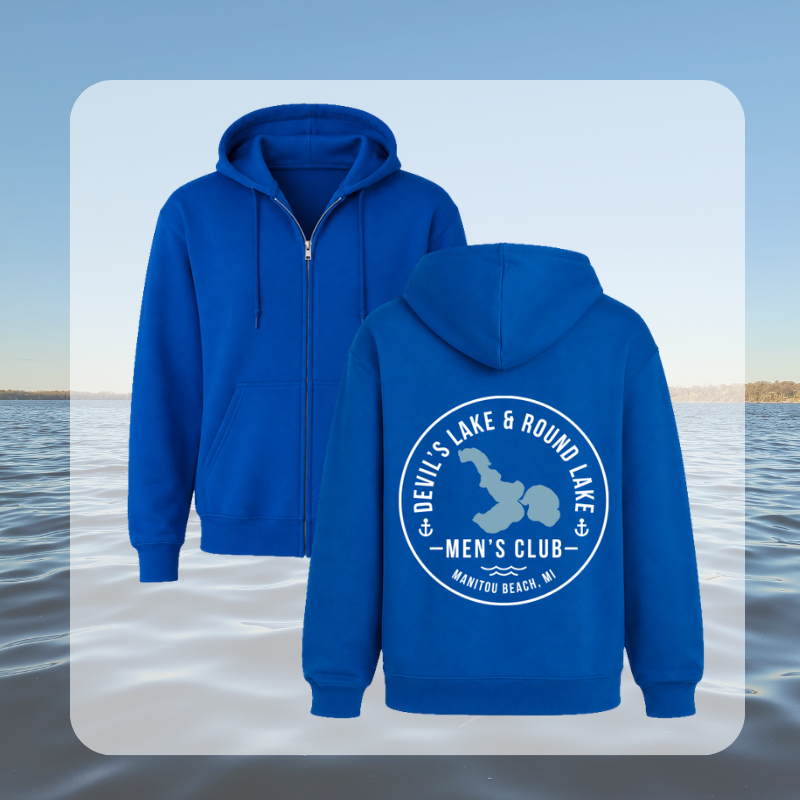 Devil’s Lake & Round Lake Men’s Club Classic Zip Up Hoodie