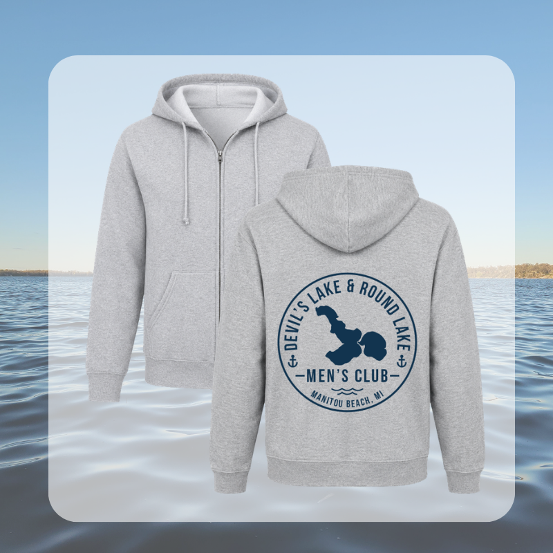 Devil’s Lake & Round Lake Men’s Club Classic Zip Up Hoodie