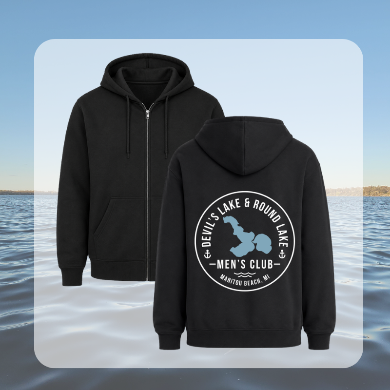 Devil’s Lake & Round Lake Men’s Club Classic Zip Up Hoodie