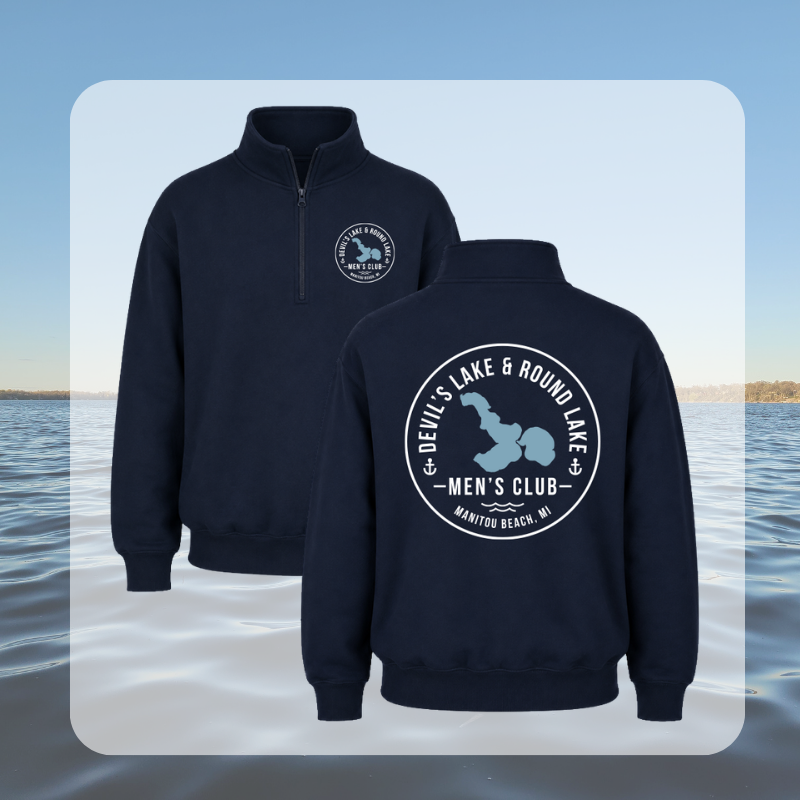 Devil’s Lake & Round Lake Men’s Club Quarter Zip Sweatshirt