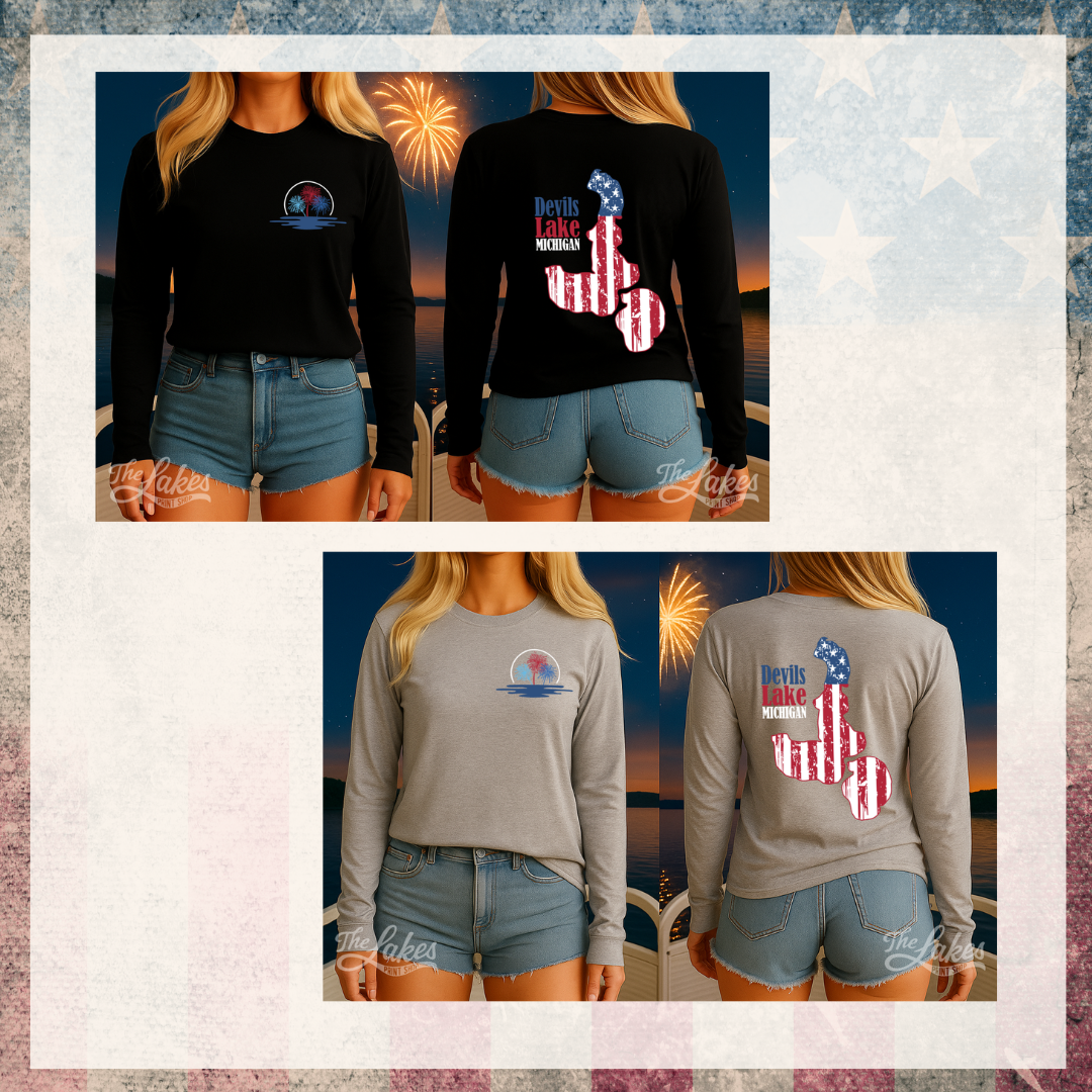 Devils Lake Michigan 4th of July Long Sleeve