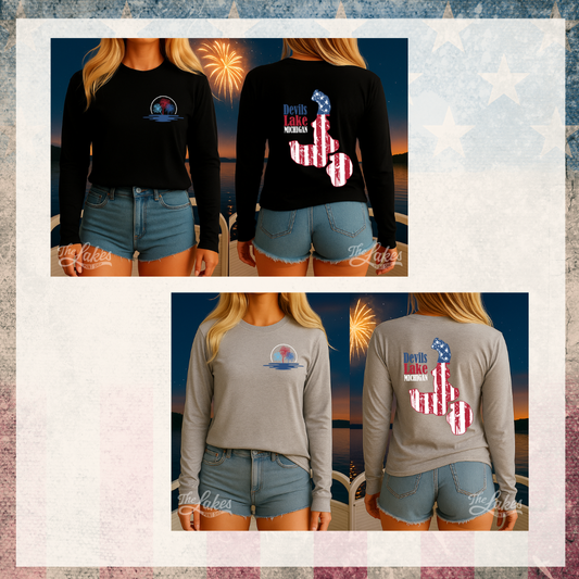 Devils Lake Michigan 4th of July Long Sleeve