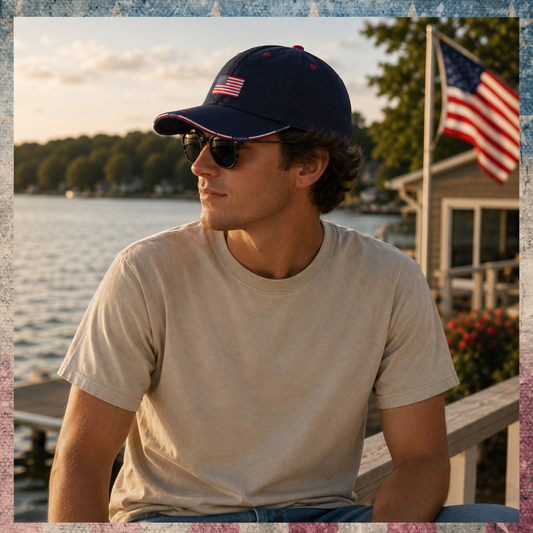 American Flag Trim Brim Hat