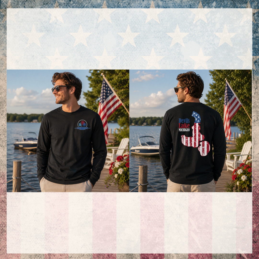 Devils Lake Michigan 4th of July Long Sleeve