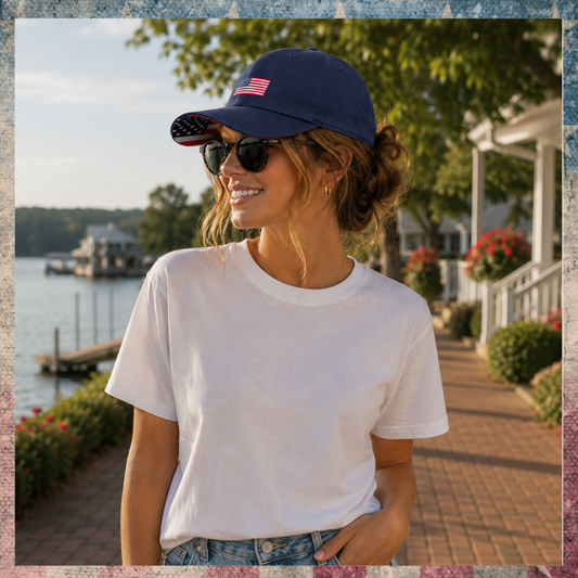 American Flag Bottom Brim Hat