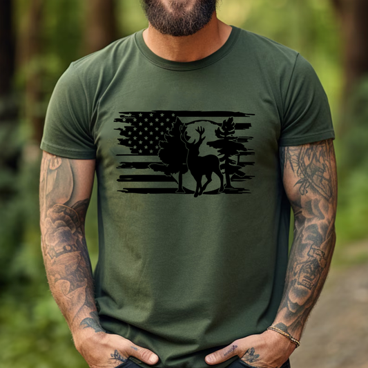 Patriotic Deer Silhouette Tee
