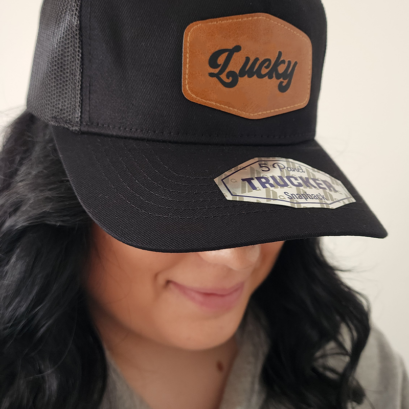 Lucky Leather Patch Trucker Hat