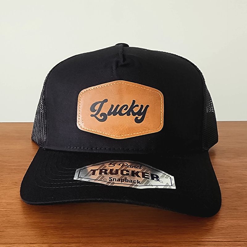 Lucky Leather Patch Trucker Hat