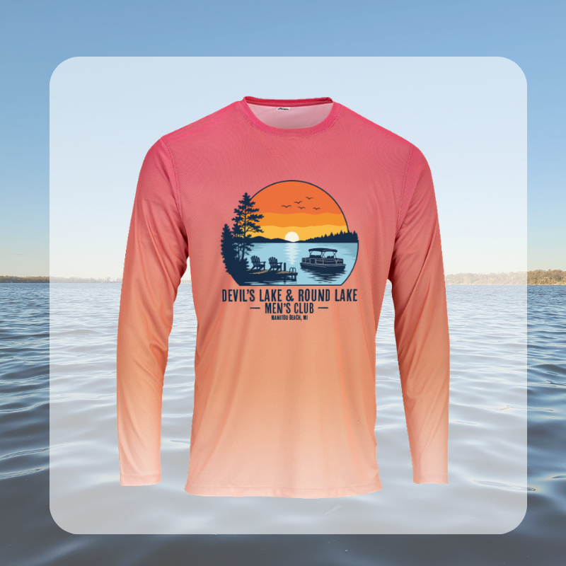 Devil’s Lake & Round Lake Men’s Club 2 Color Fade Tropical Long Sleeve