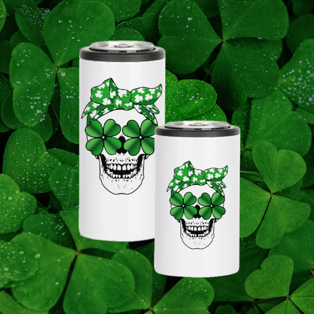 Shamrock Skull Slim Can Cooler