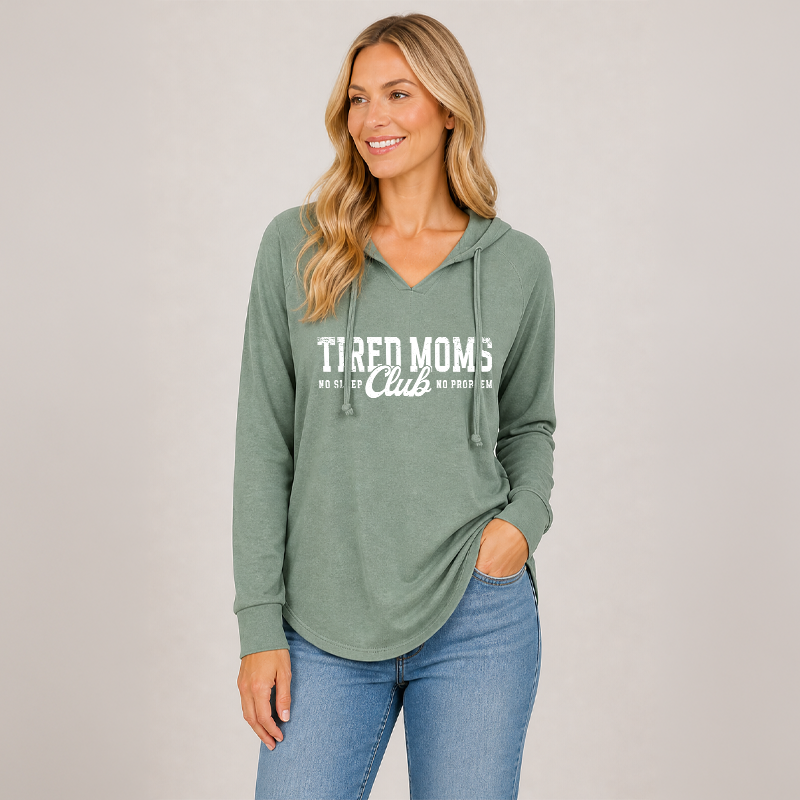 Tired Moms Club Hoodie – Ladies Beach Fleece